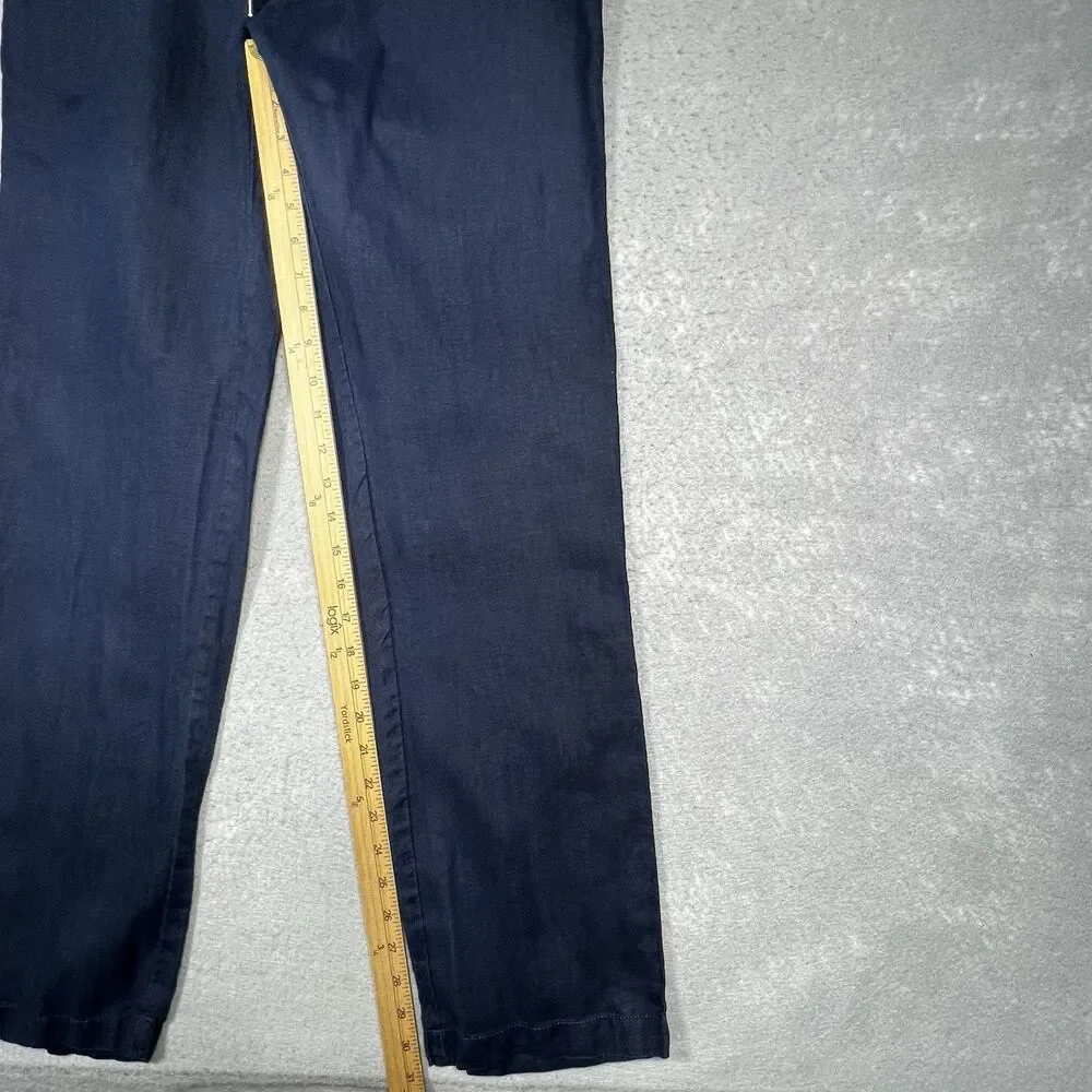 Quince Pants Womens Small Blue Cotton Linen Twill Straight Leg Pant Pockets